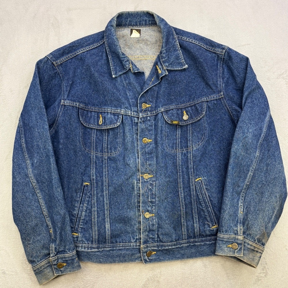 Vintage Lee Denim Jacket Mens 3XL 56R Blue Riders Trucker Made in USA 90s 153438